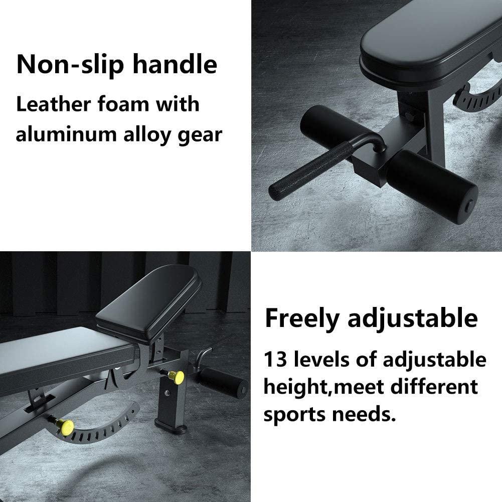 Weight bench with adjustable backrest and steel frame