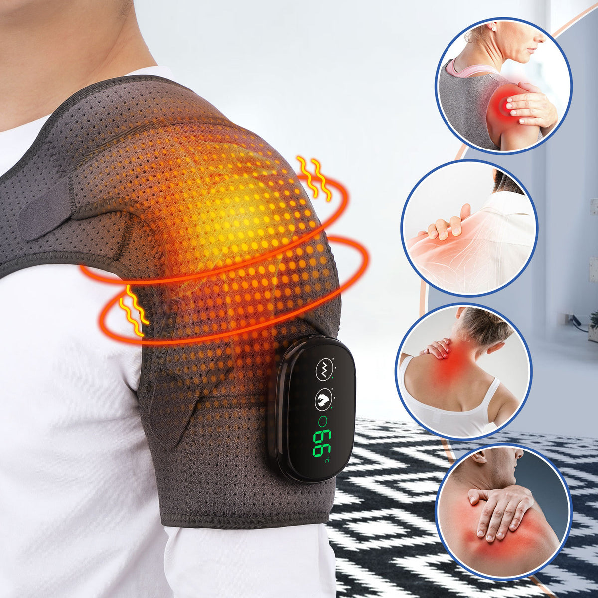 USB rechargeable shoulder heating pad