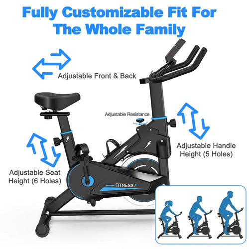 Indoor spinning bike with workout monitor