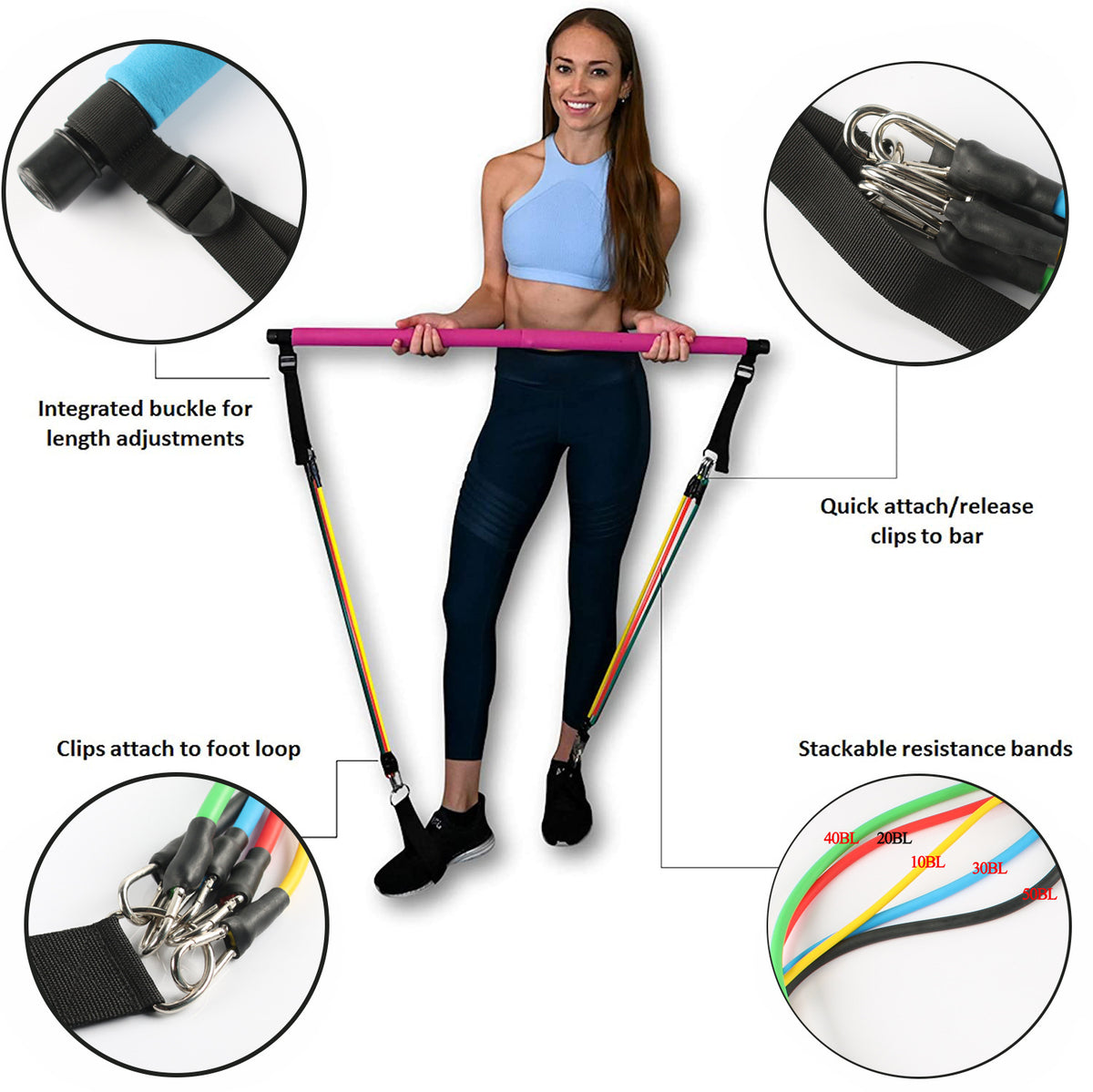 Yoga and Pilates bar with resistance bands - image 7