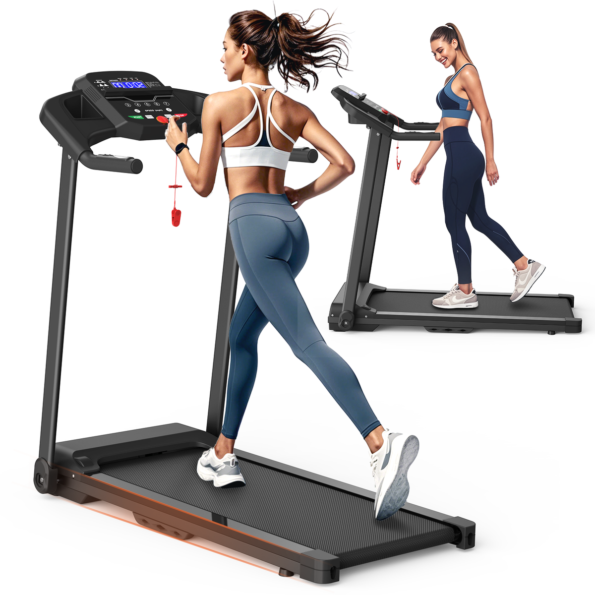 Foldable 2.5HP home treadmill up to 120 kg