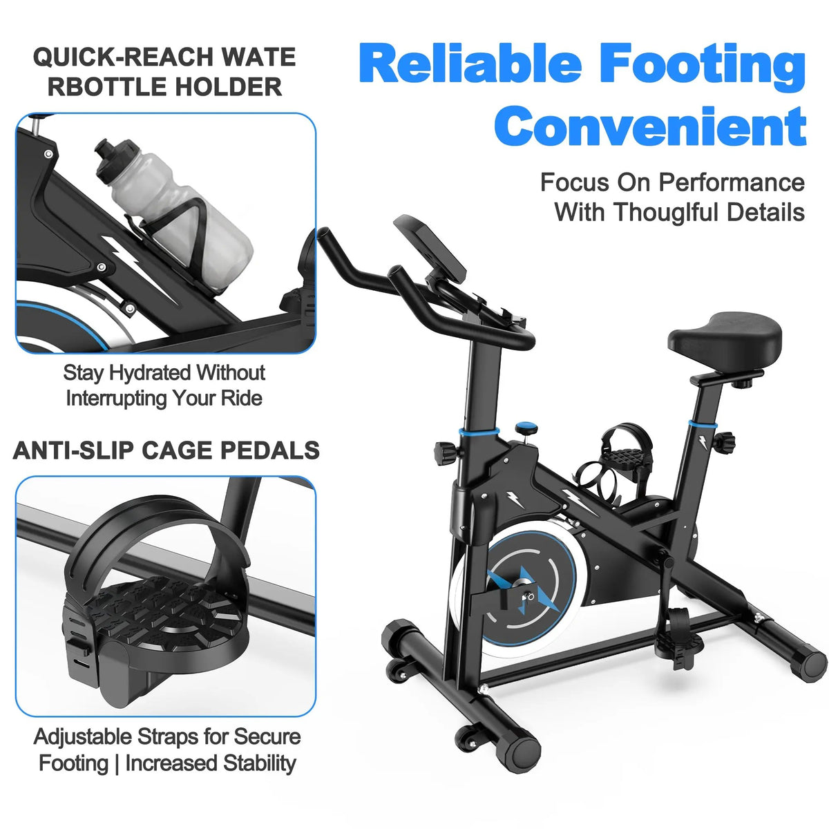 Indoor spinning bike with workout monitor