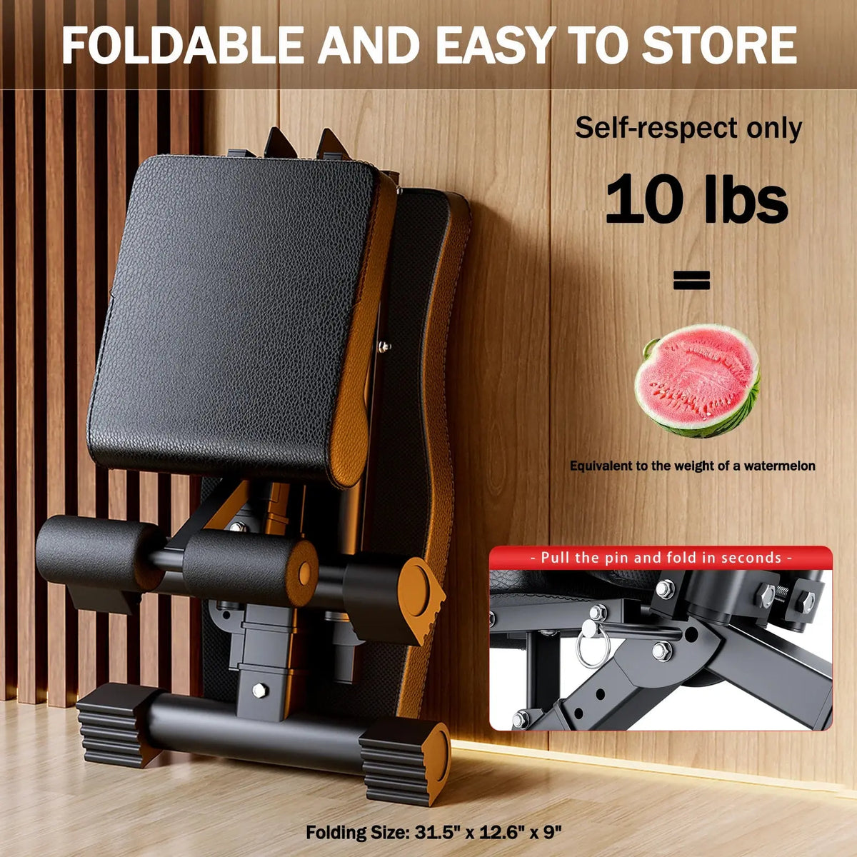 Multifunctional folding weight bench up to 1000 lbs