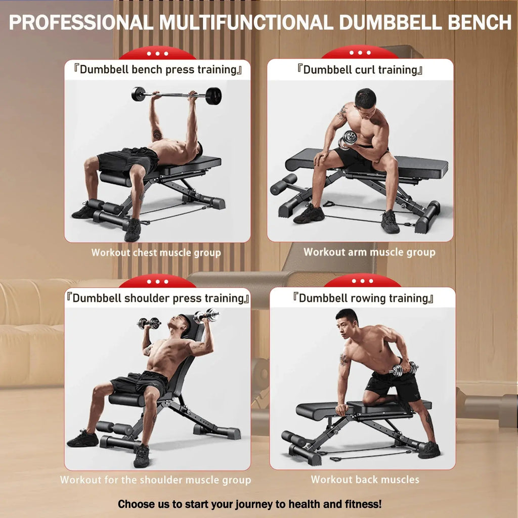 Multifunctional folding weight bench up to 1000 lbs