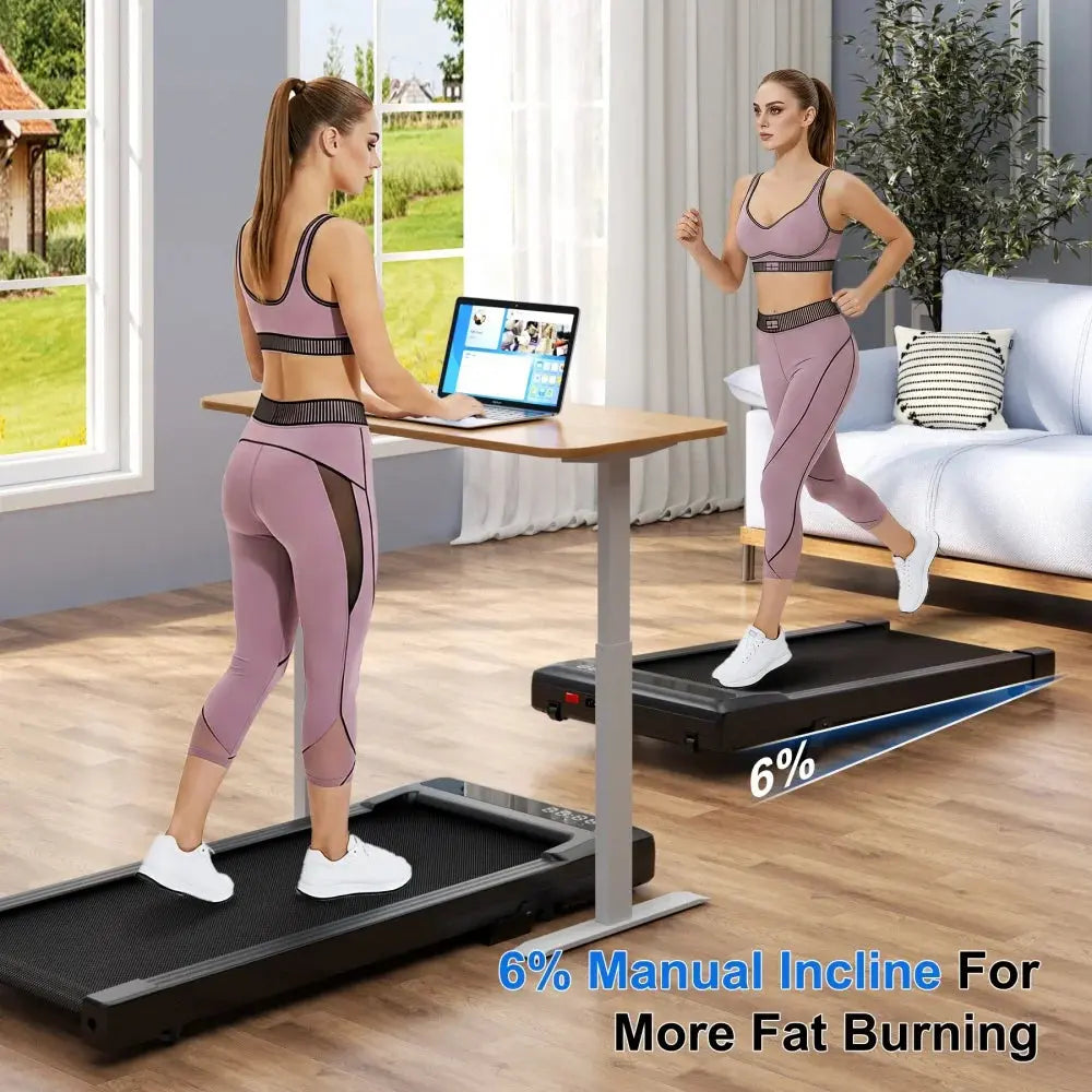 Foldable 2.5HP walking pad with 6% incline and LCD display