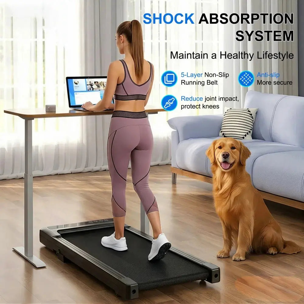 Foldable 2.5HP walking pad with 6% incline and LCD display