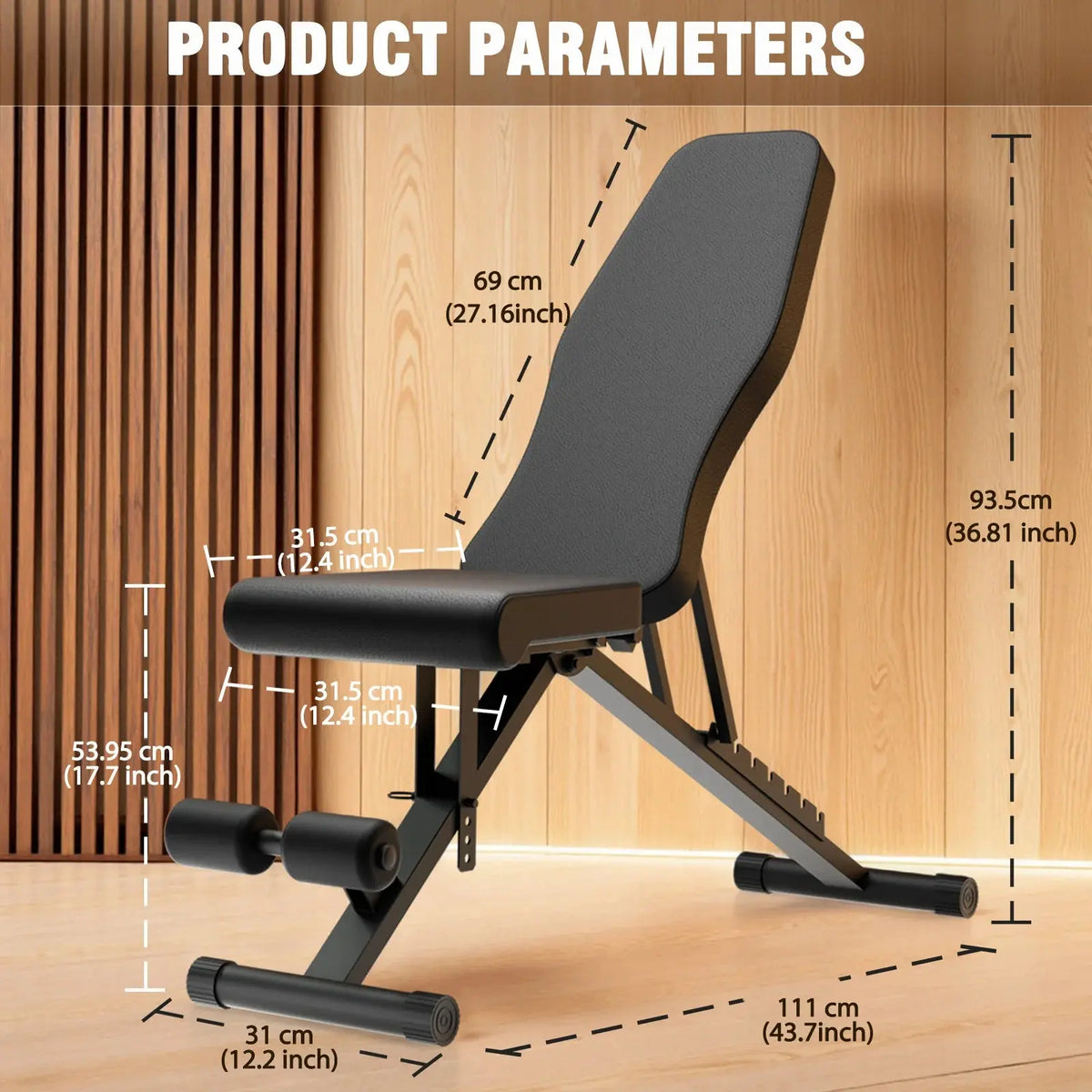 Multifunctional folding weight bench up to 1000 lbs