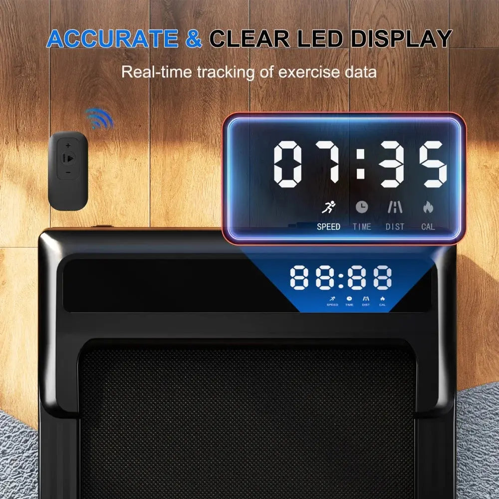 Foldable 2.5HP walking pad with 6% incline and LCD display