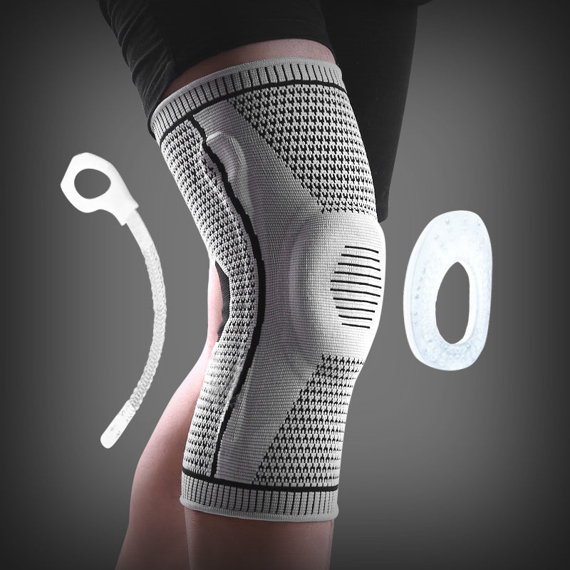 Sports knee sleeves with silicone spring support for training and running