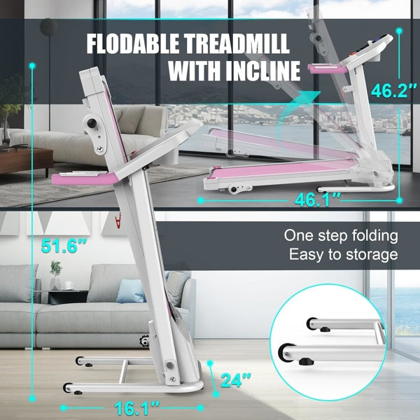 Foldable 2.5HP home treadmill