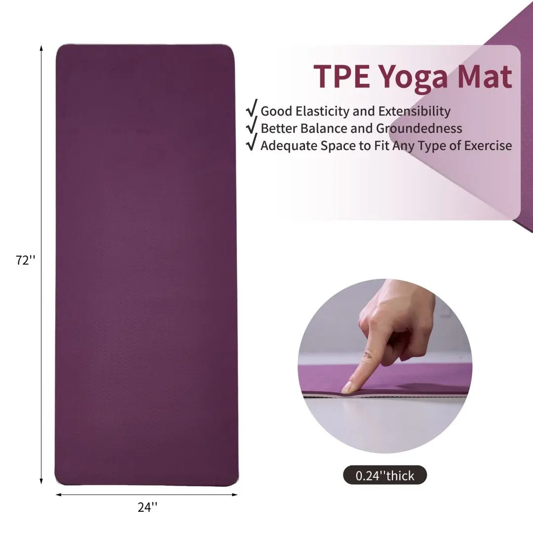 Non-slip TPE yoga mat 183 x 61 cm